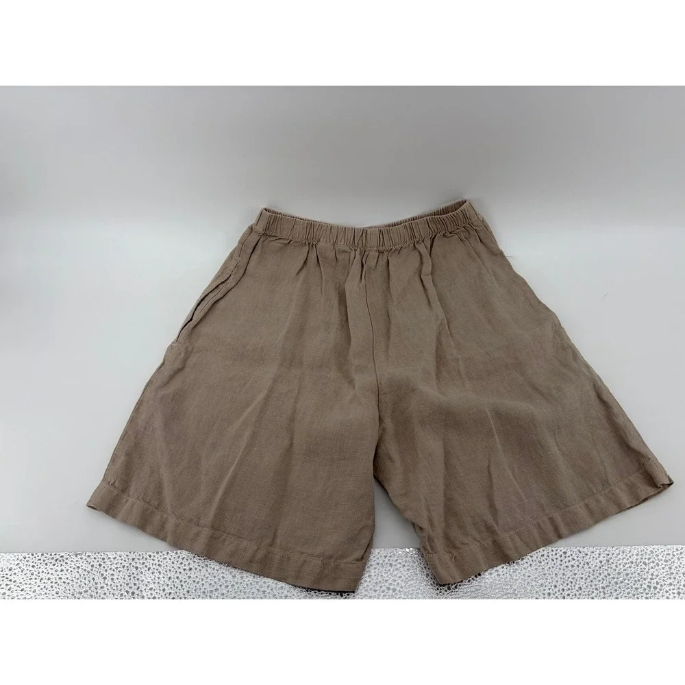 Russ‎ Berens Shorts, Beige Linen Coastal Beach 90s Malibu, Made In USA, Size XS